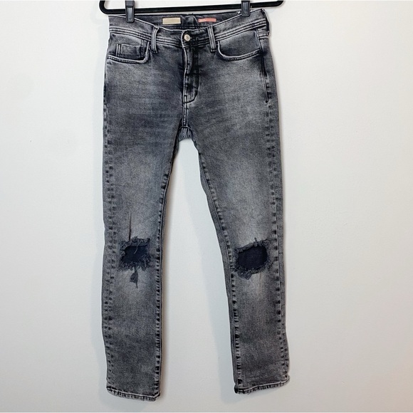 Anthro Pilcro Slim Boyfriend Distressed Black Jeans - Picture 6 of 15